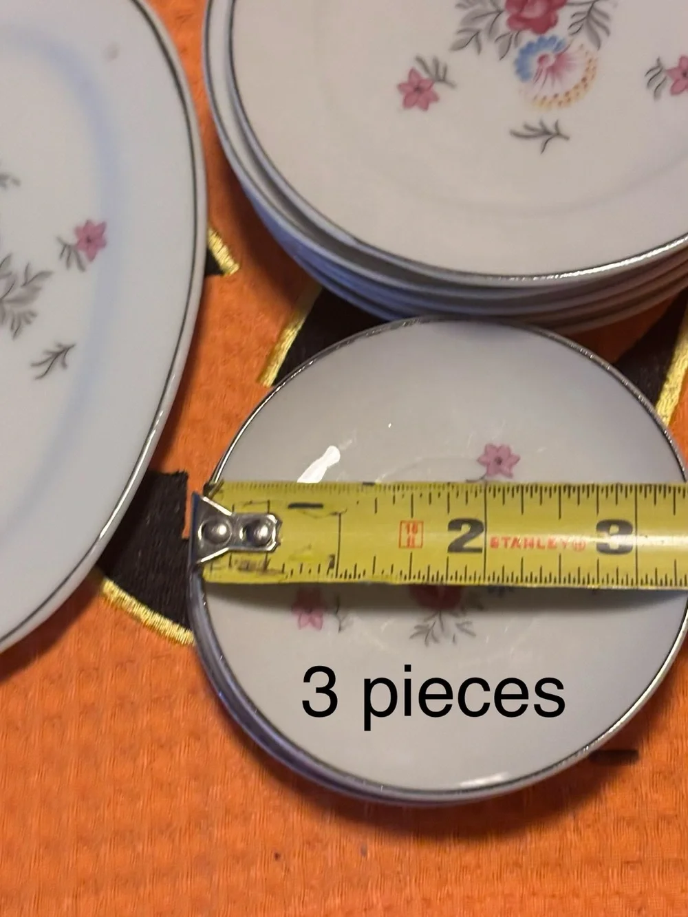 Mini  Floral Cream and Pink Tea Plate and Cup Set